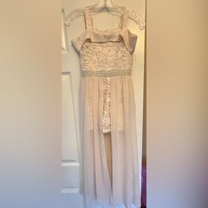 Elegant Light Pink Lace Kids Dress